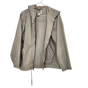 White Sierra Greige Hooded Full Zip Outdoors Casual Cotton Parka Jacket Medium